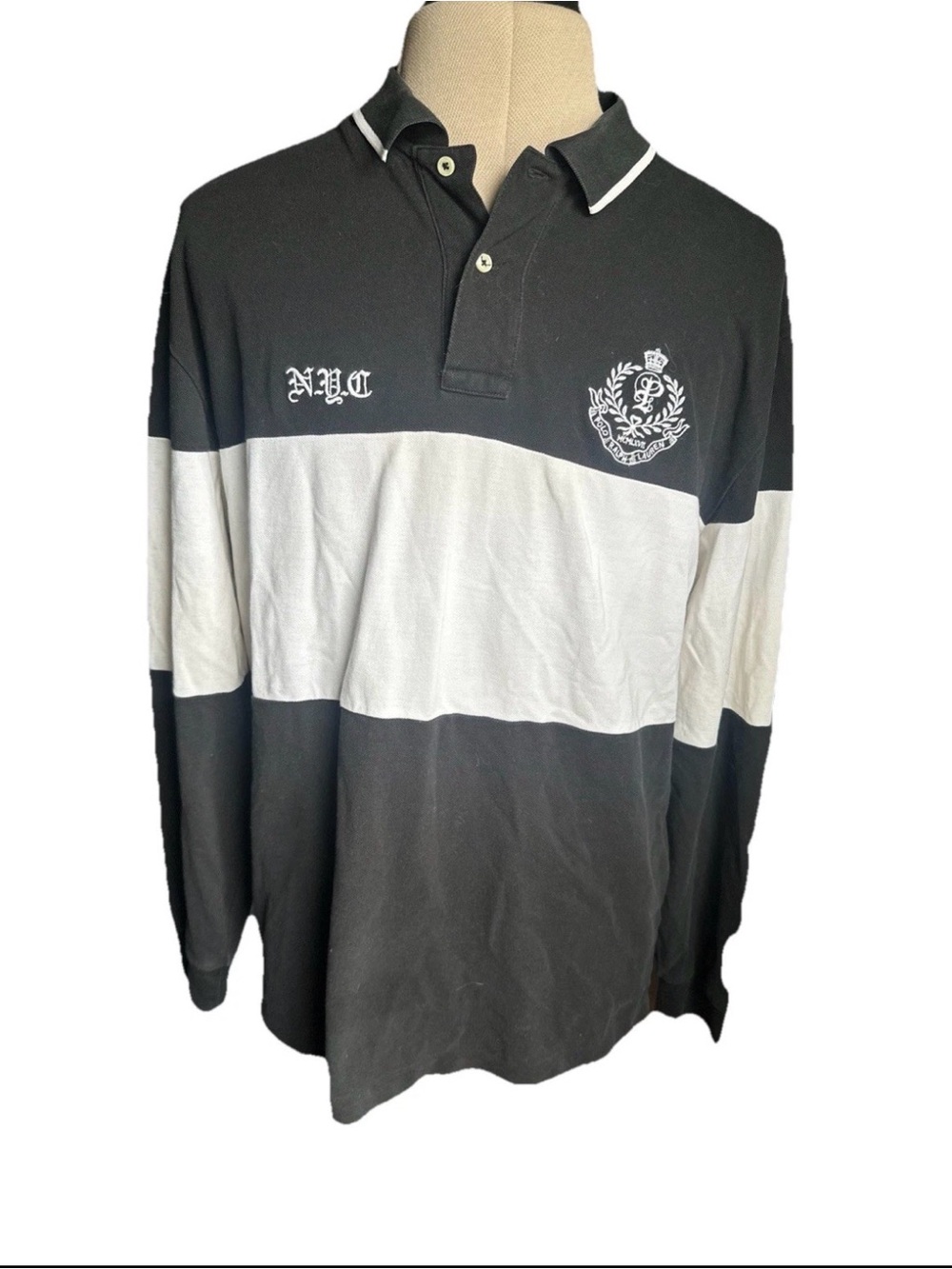Vtg Polo Ralph Lauren Sz XL Embroided NYC Rugby Style Long Sleeve 100% Cotton